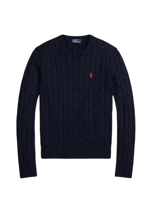 Crew neck sweater in cable knit cotton LAUREN RALPH LAUREN | RINETT-LONG SLEEVE-PULLOVER.NAVY